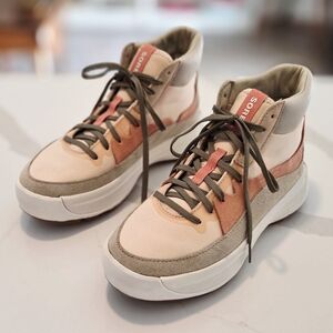 Sorel Womens Ona High Top Sneakers Beige Coral Suede Size 7
